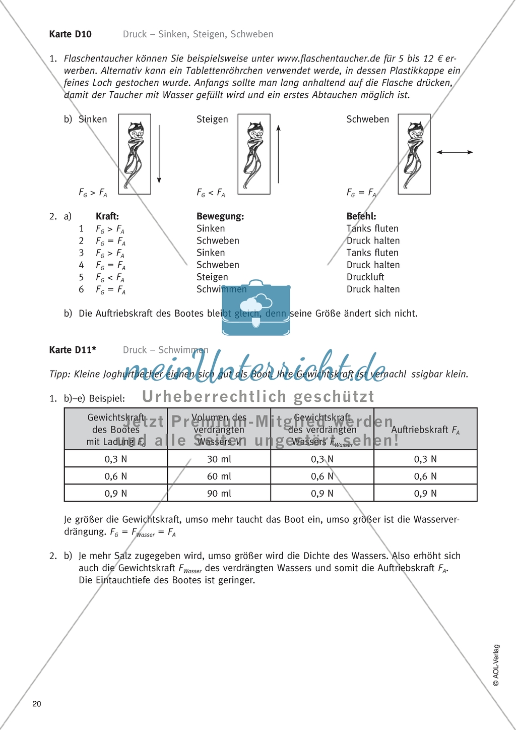 Schwimmen - Arbeitsblatt mit Aufgaben und Versuchen Preview 2