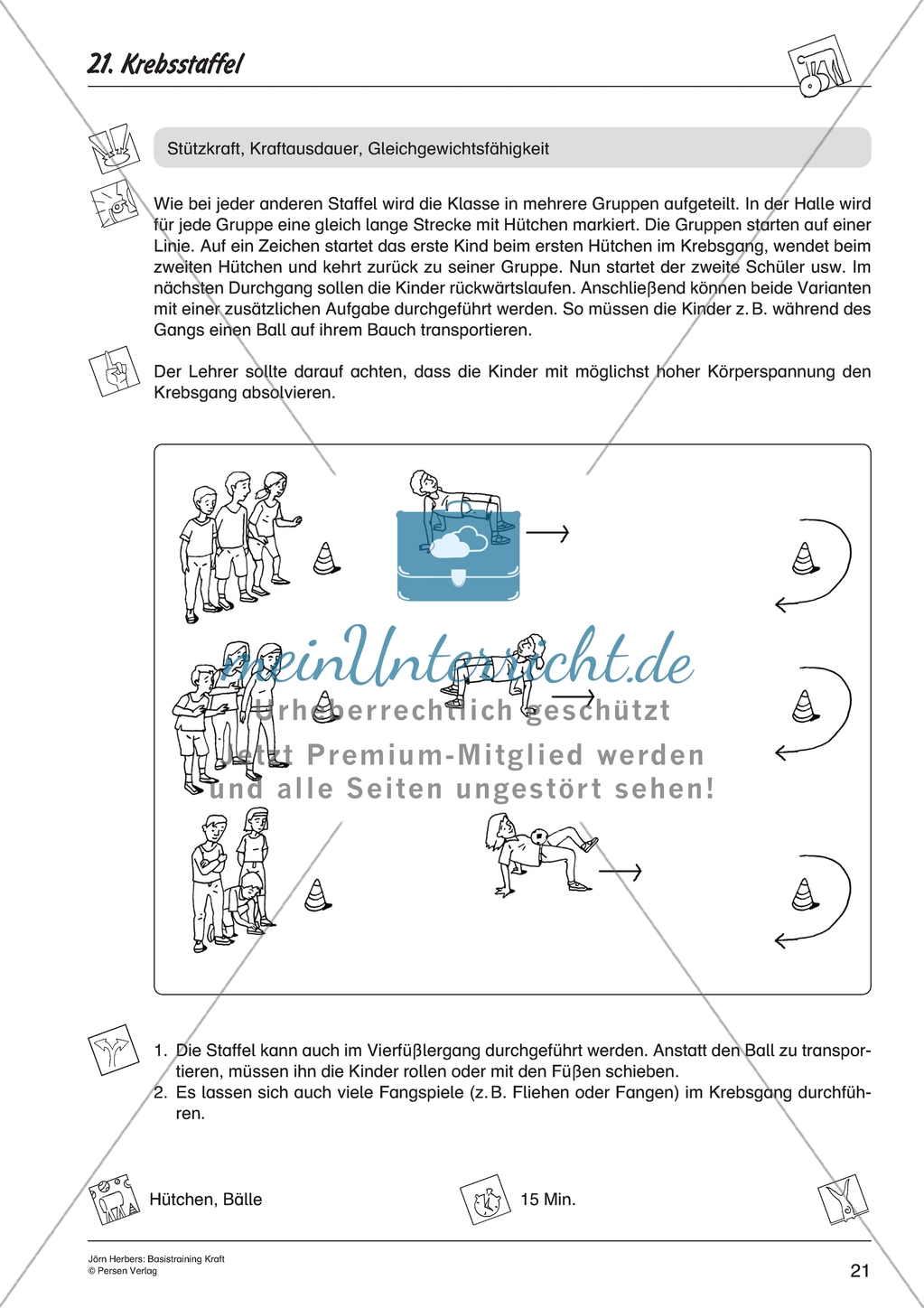 Aktivierende Übungen zur Verbesserung der Kraft - Krebsstaffel. Preview 1