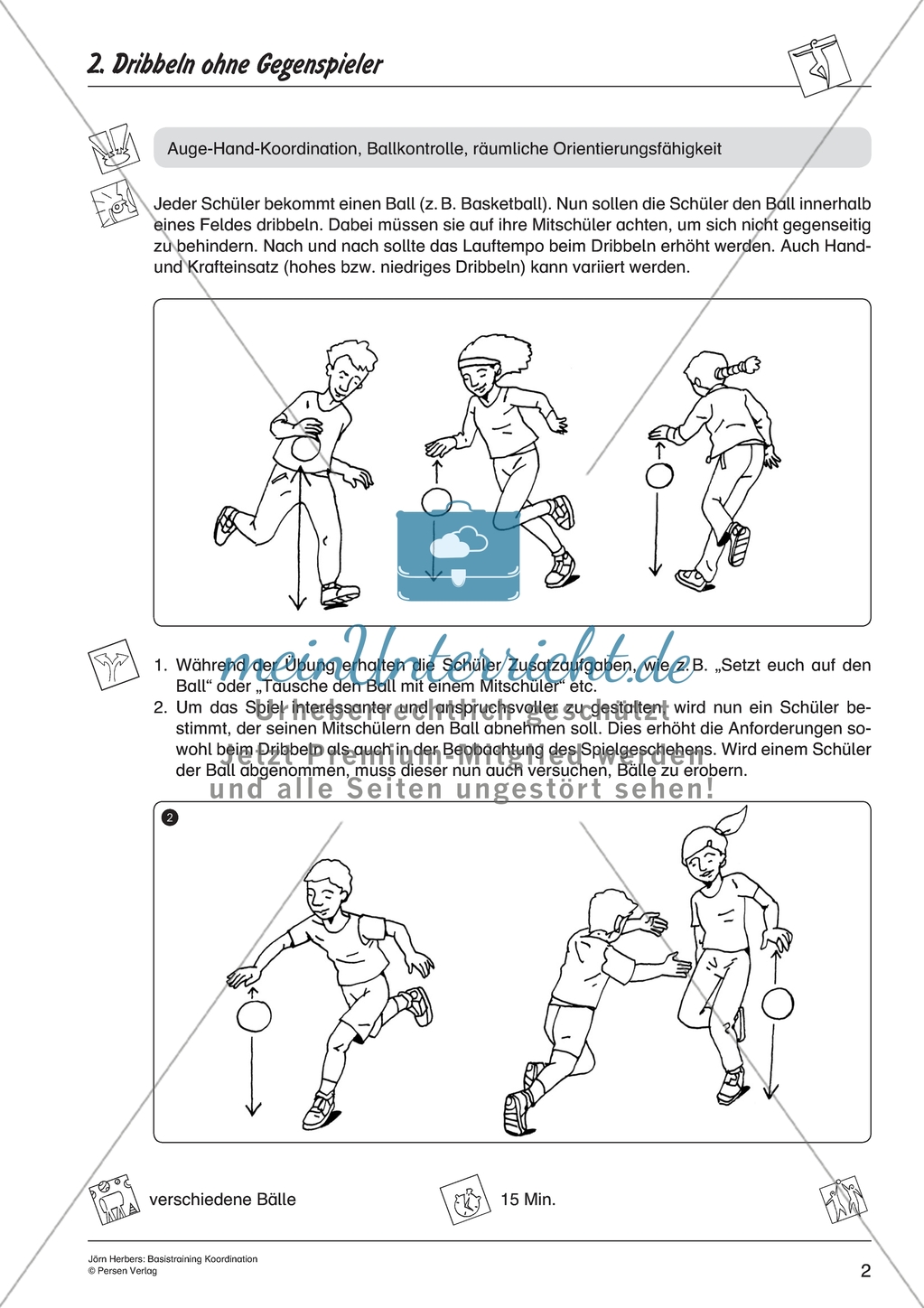 Aktivierende Übungen zur Verbesserung der Koordination - Dribbeln mit und ohne Partner. Preview 2