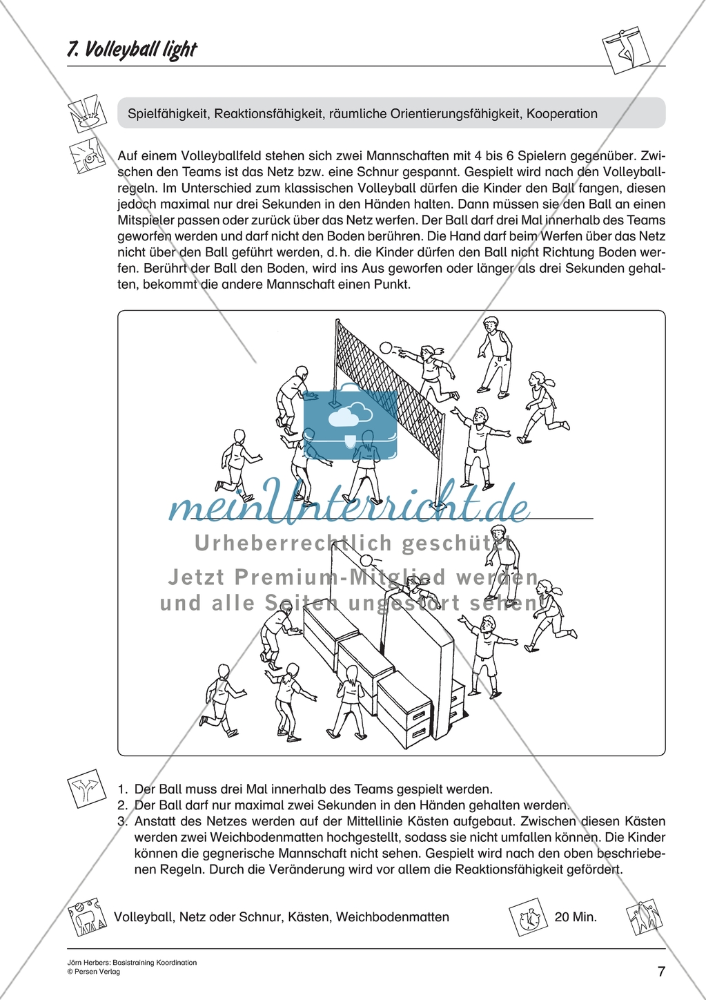 Aktivierende Übungen zur Verbesserung der Koordination - Volleyball light oder Ball über die Schnur. Preview 1