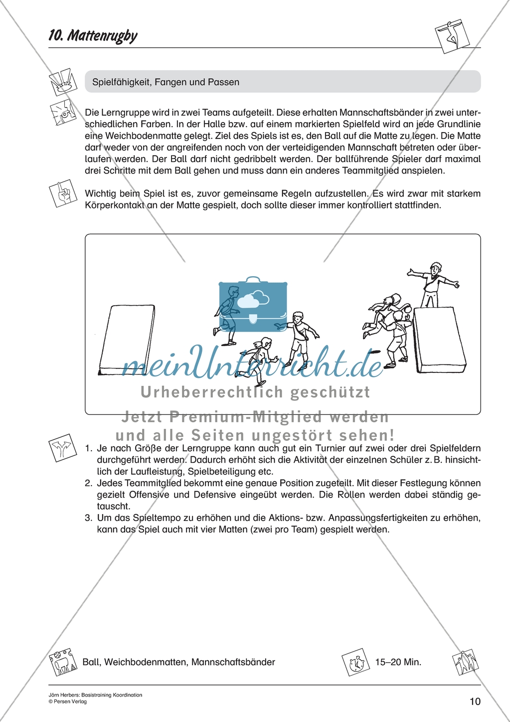 Aktivierende Übungen zur Verbesserung der Koordination - Mattenrugby. Preview 1