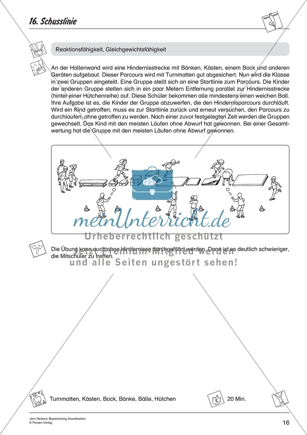 Aktivierende Übungen zur Verbesserung der Koordination - Schusslinie. Preview 1