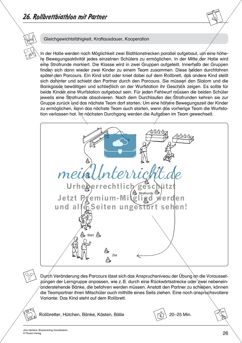 Aktivierende Übungen zur Verbesserung der Koordination - Rollbrettbiathlon mit Partner. Preview 1