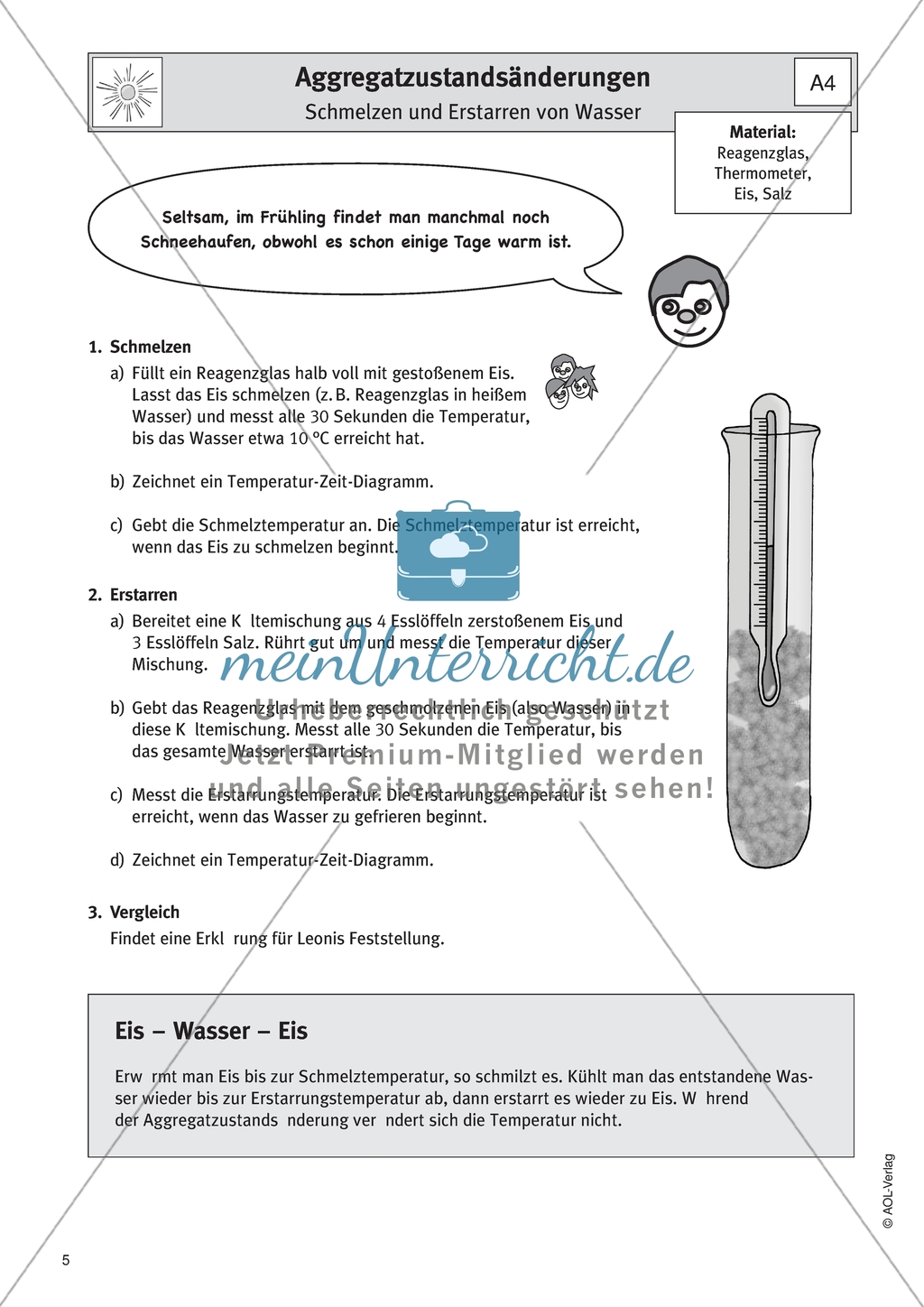 Aggregatzustände - Experimentelle Untersuchungen zum Schmelzen und Erstarren von Wasser Preview 1