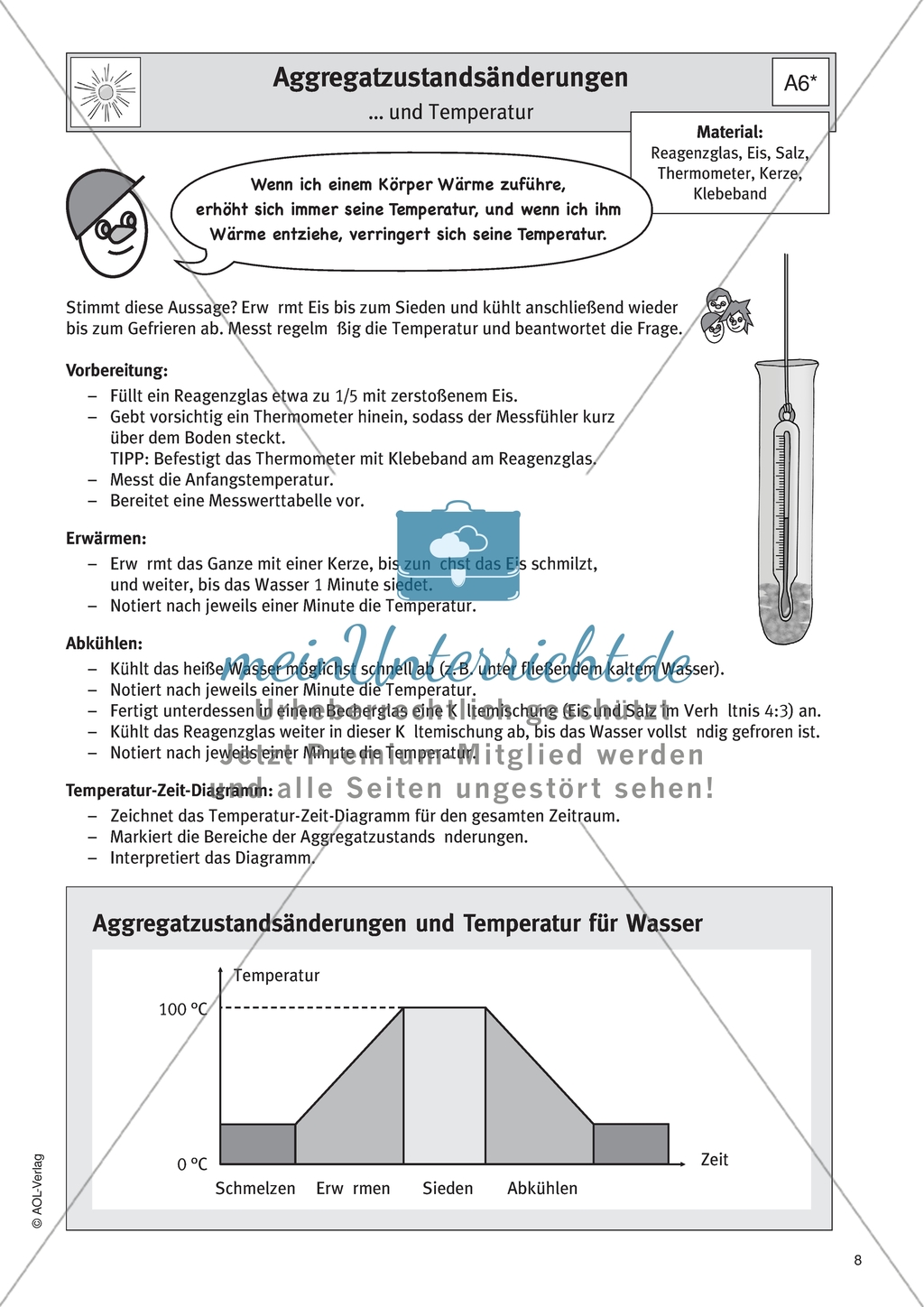 Aggregatzustände - Experimentelle Untersuchung zur Aggregatsänderung von Wasser in Abhängigkeit der Temperatur Preview 1