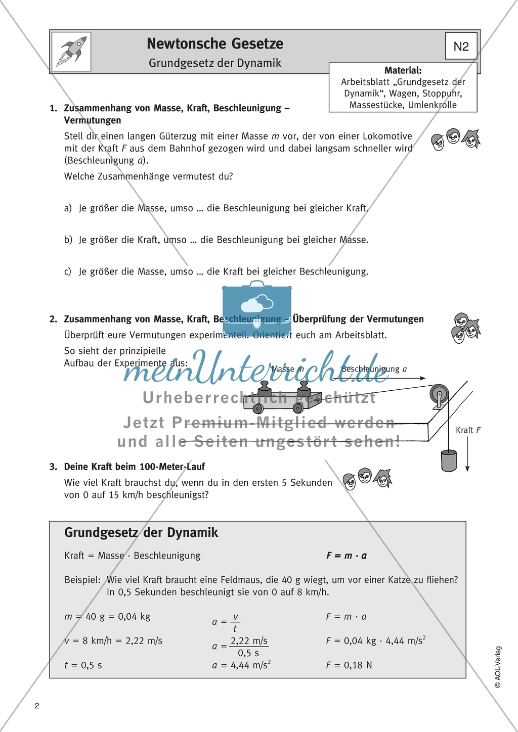 Newtonsche Gesetze - Experimente und Berechnungen zu den Grundgesetzen der Dynamik Preview 1