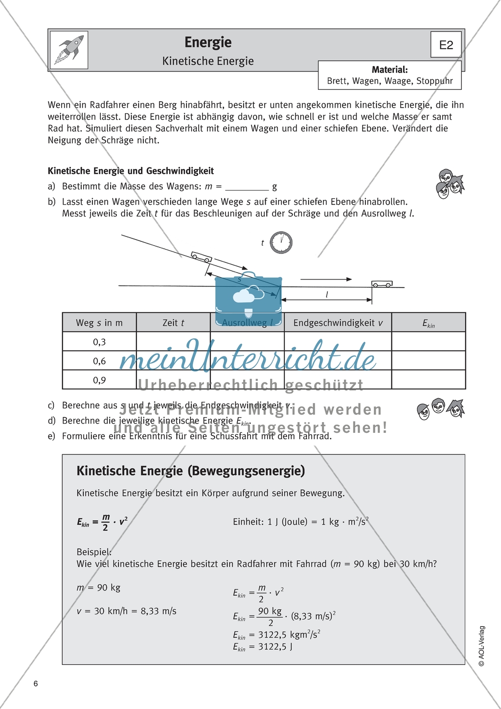 Energie - Experimente und Erläuterungen zur kinetischen Energie Preview 1