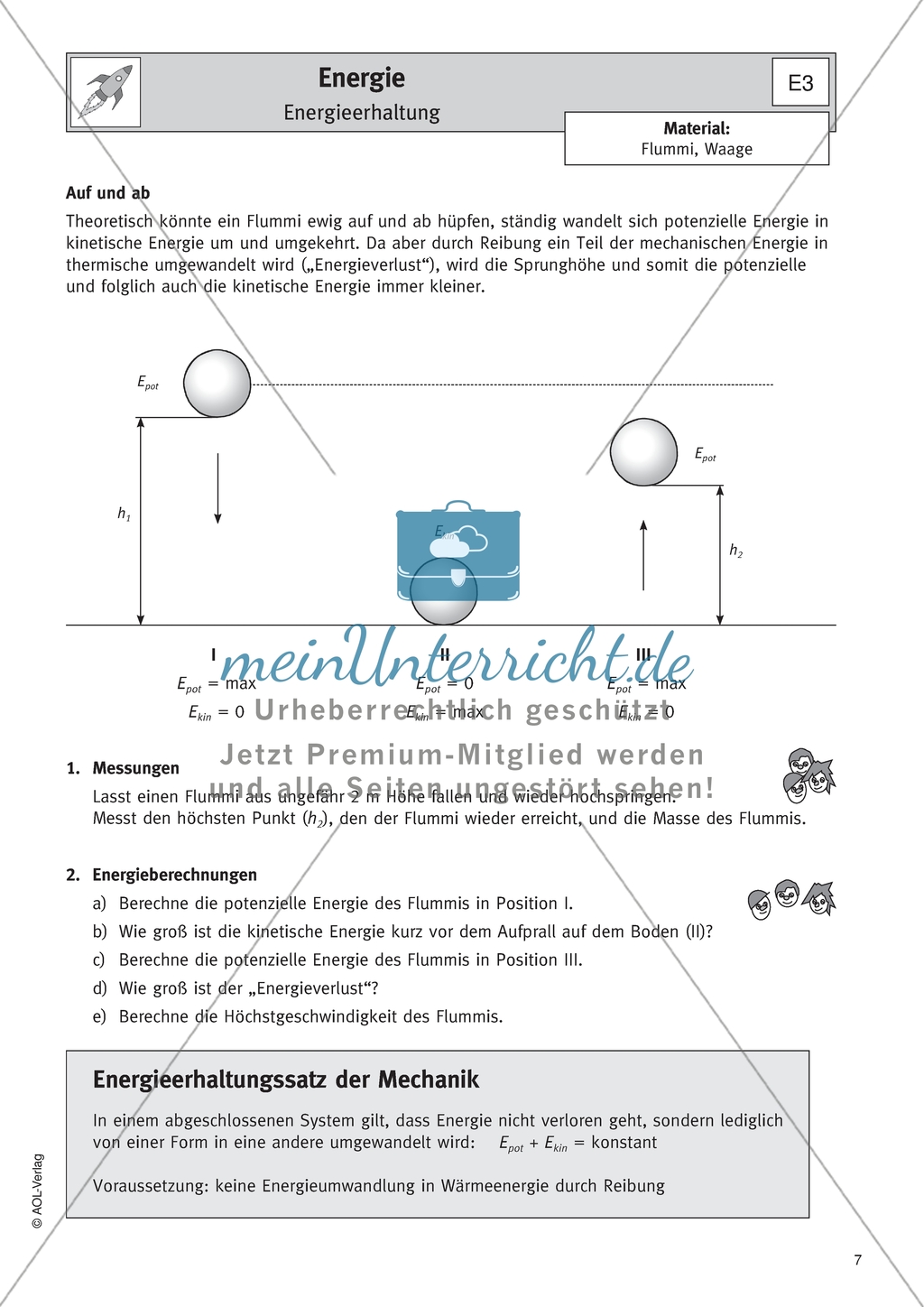 Energie - Experimente und Erläuterungen zur Energieerhaltung Preview 1