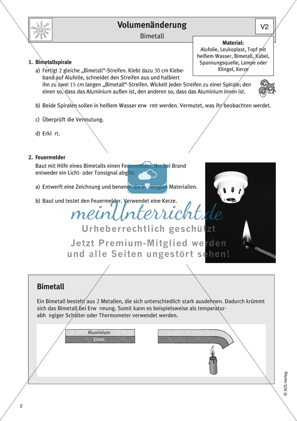 Wärmelehre - Volumenänderung bei Bimetallen Preview 1