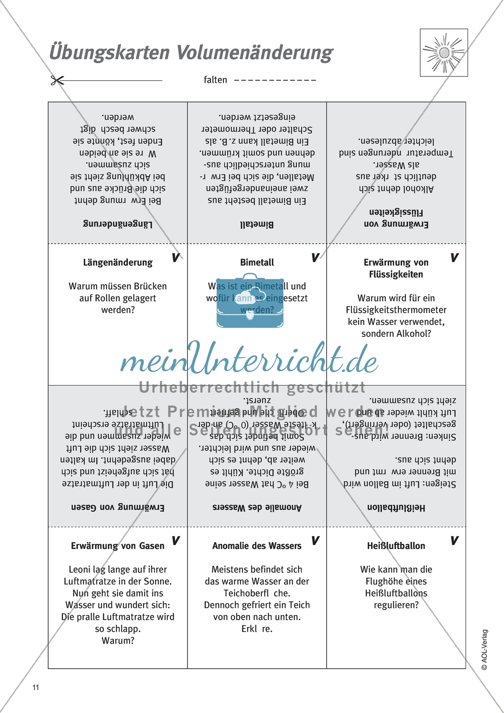 Übungskarten zur Volumenänderung bei verschiedenen Medien Preview 1