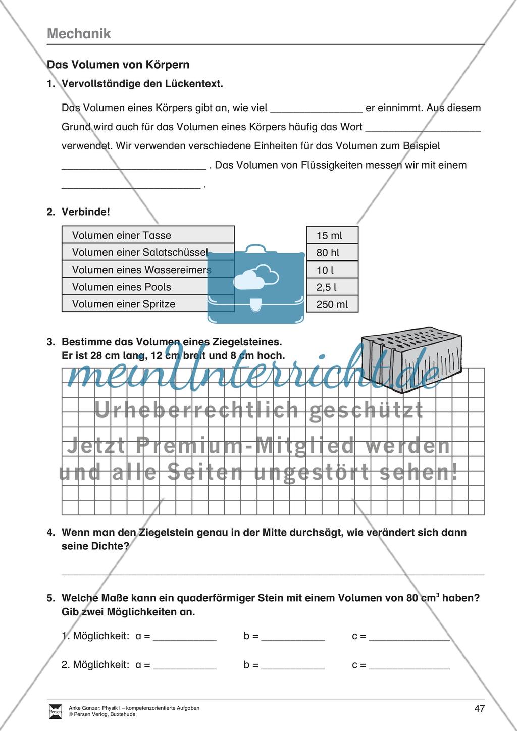 Das Volumen von Körpern Preview 1
