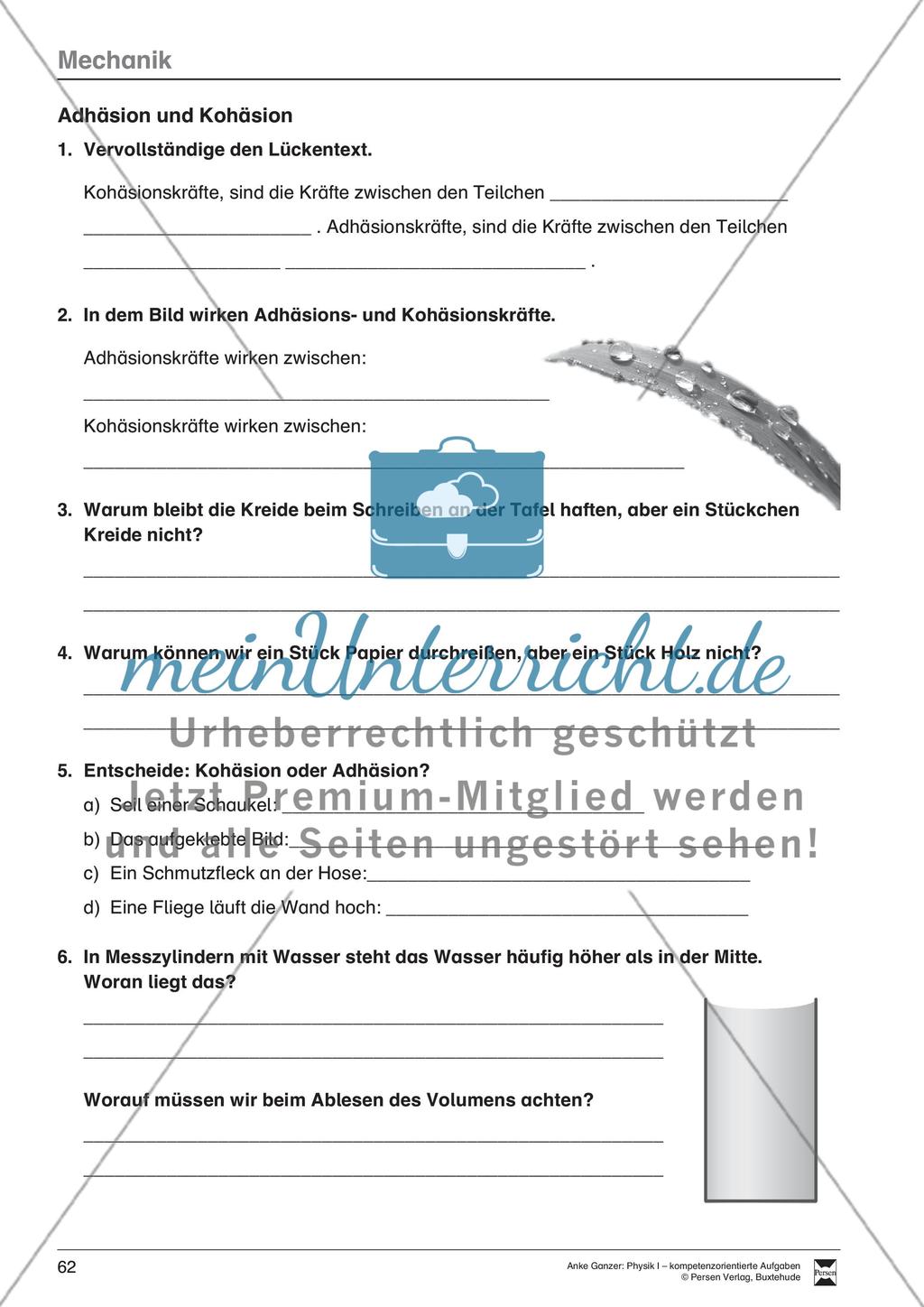 Adhäsion und Kohäsion Preview 1