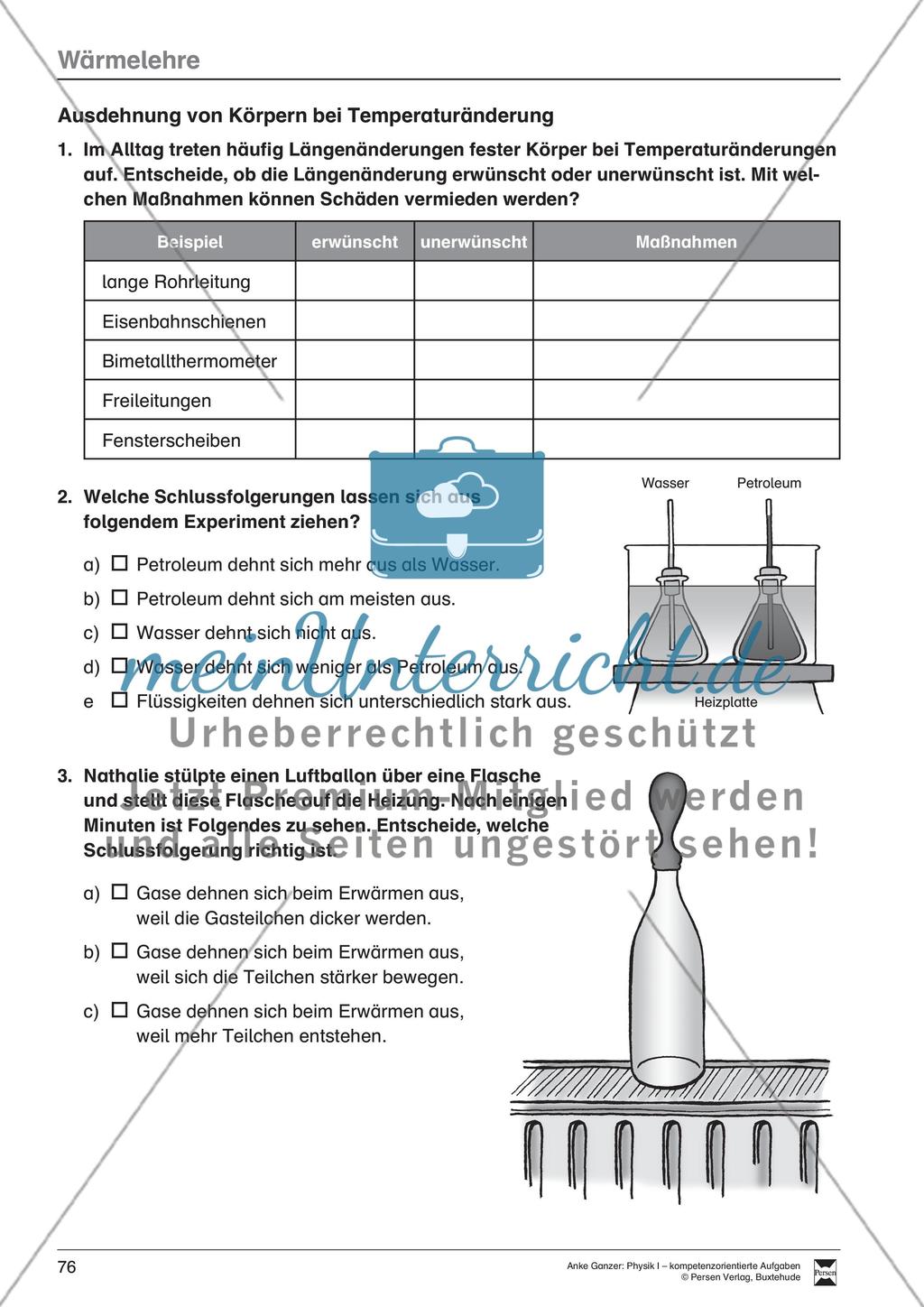 Ausdehnung von Körpern bei Temperaturänderung Preview 1