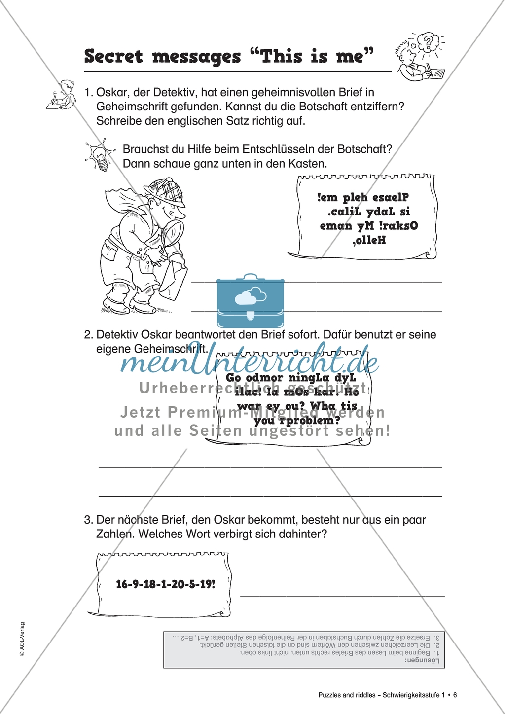 Secret messages: Sätze zum Begrüßen und Vorstellen. Arbeitsmaterial mit Lösungen Preview 1