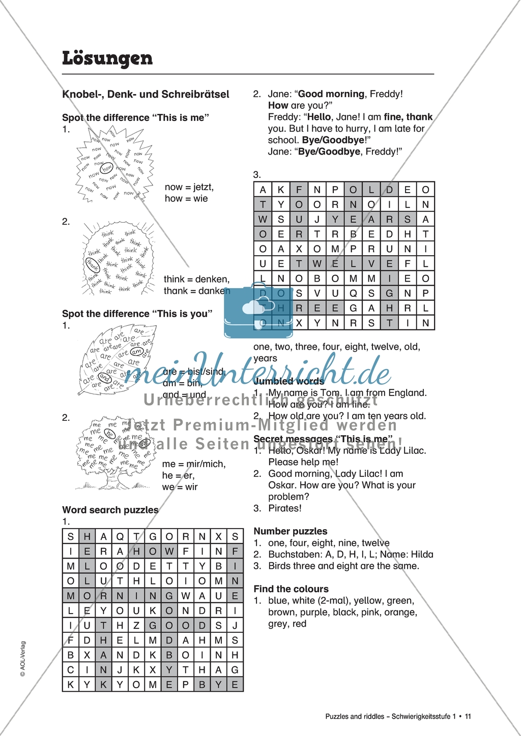 Find the colours: Farben und ihr Schriftbild. Arbeitsmaterial mit Lösungen Preview 2