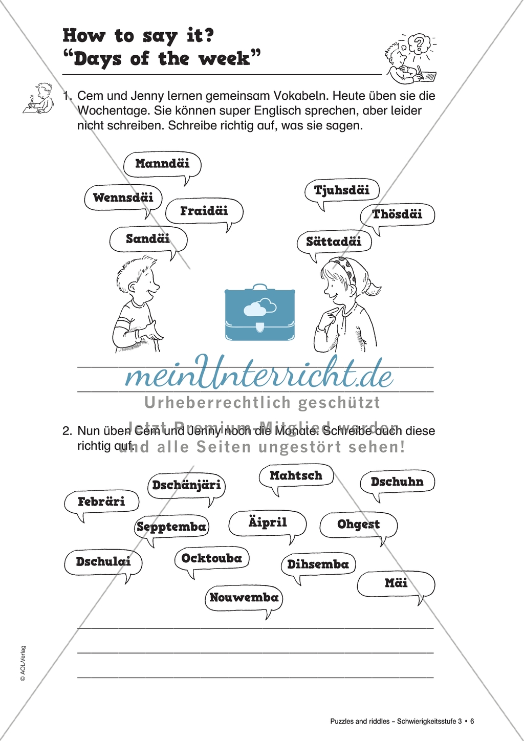 How to say it? Days of the week: Arbeitsmaterial mit Lösungen Preview 1