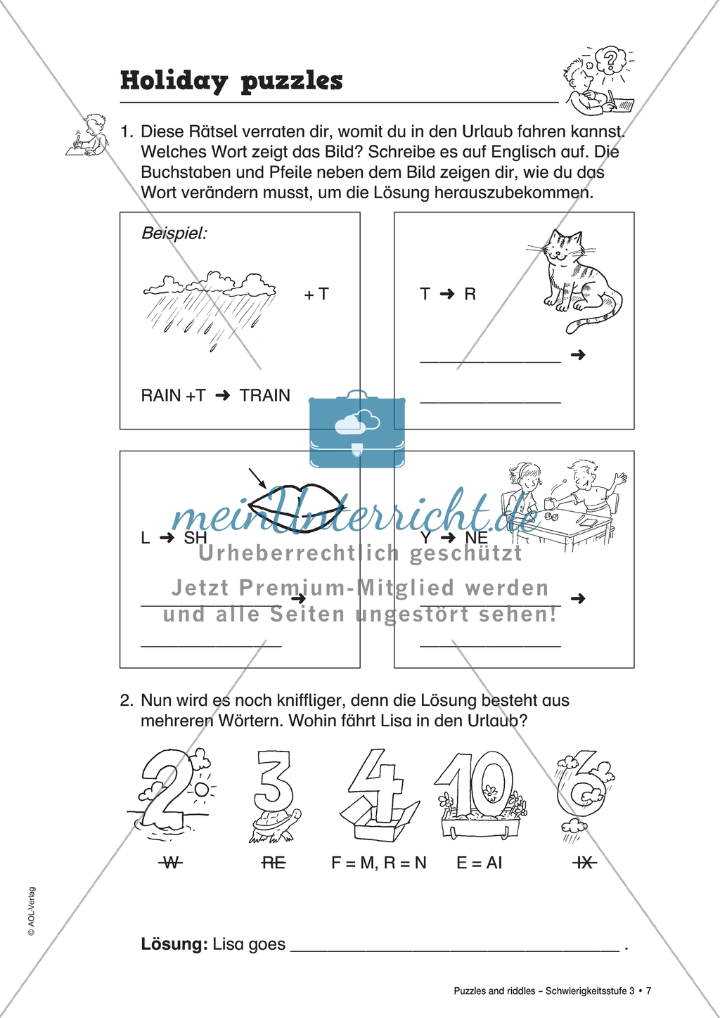 Holiday puzzles: Reiseziele und Verkehrsmittel. Arbeitsmaterial mit Lösungen Preview 1
