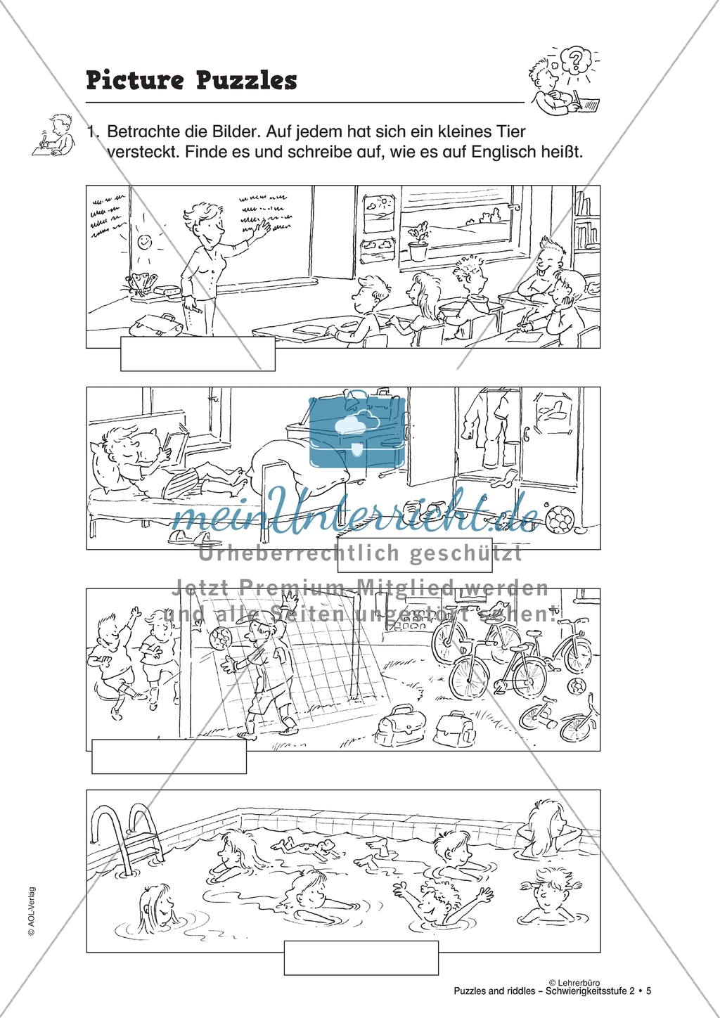 Picture Puzzles: Haustiere. Arbeitsmaterial mit Lösungen Preview 1