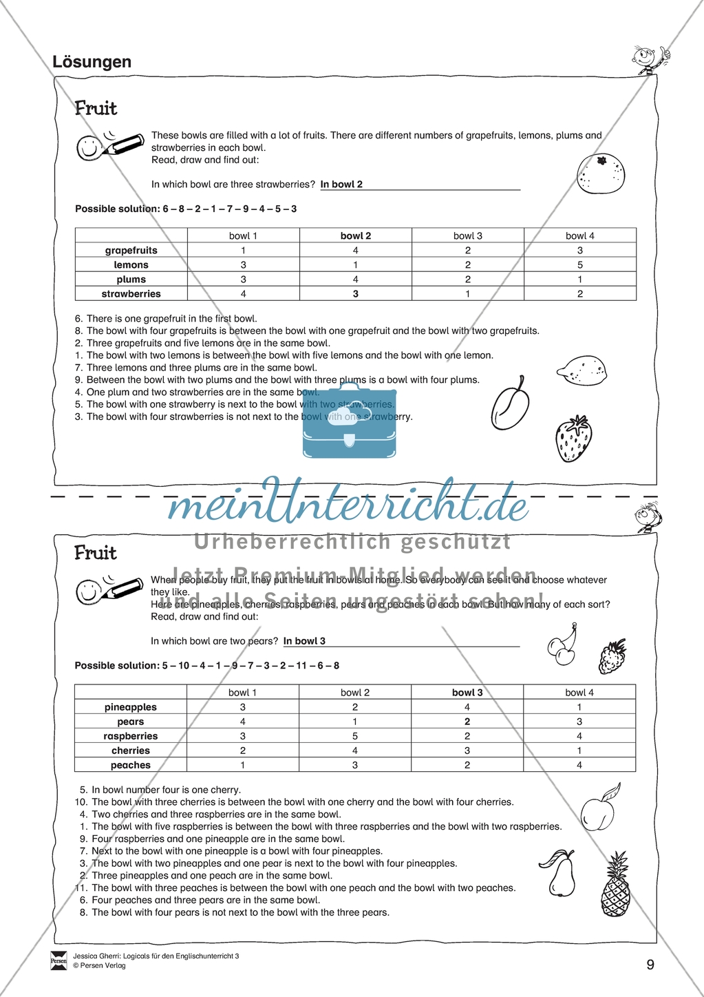 Fruit: Logicals. Worksheets and solutions Preview 3