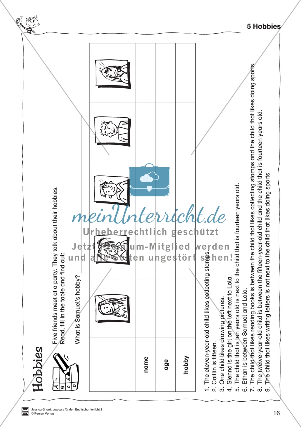 Hobbies: Logicals. Worksheets and solutions Preview 1