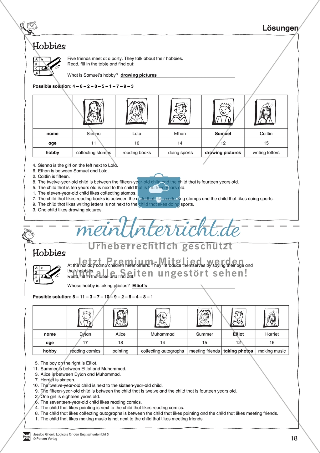 Hobbies: Logicals. Worksheets and solutions Preview 3