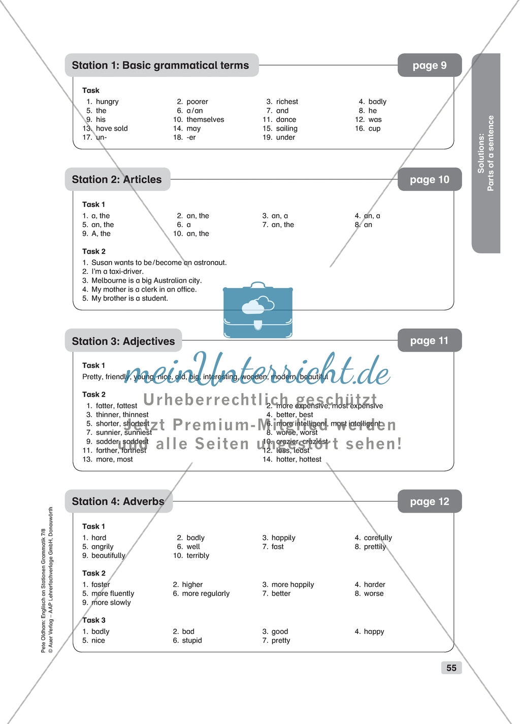 Grammar: articles. Worksheet and solution Preview 2