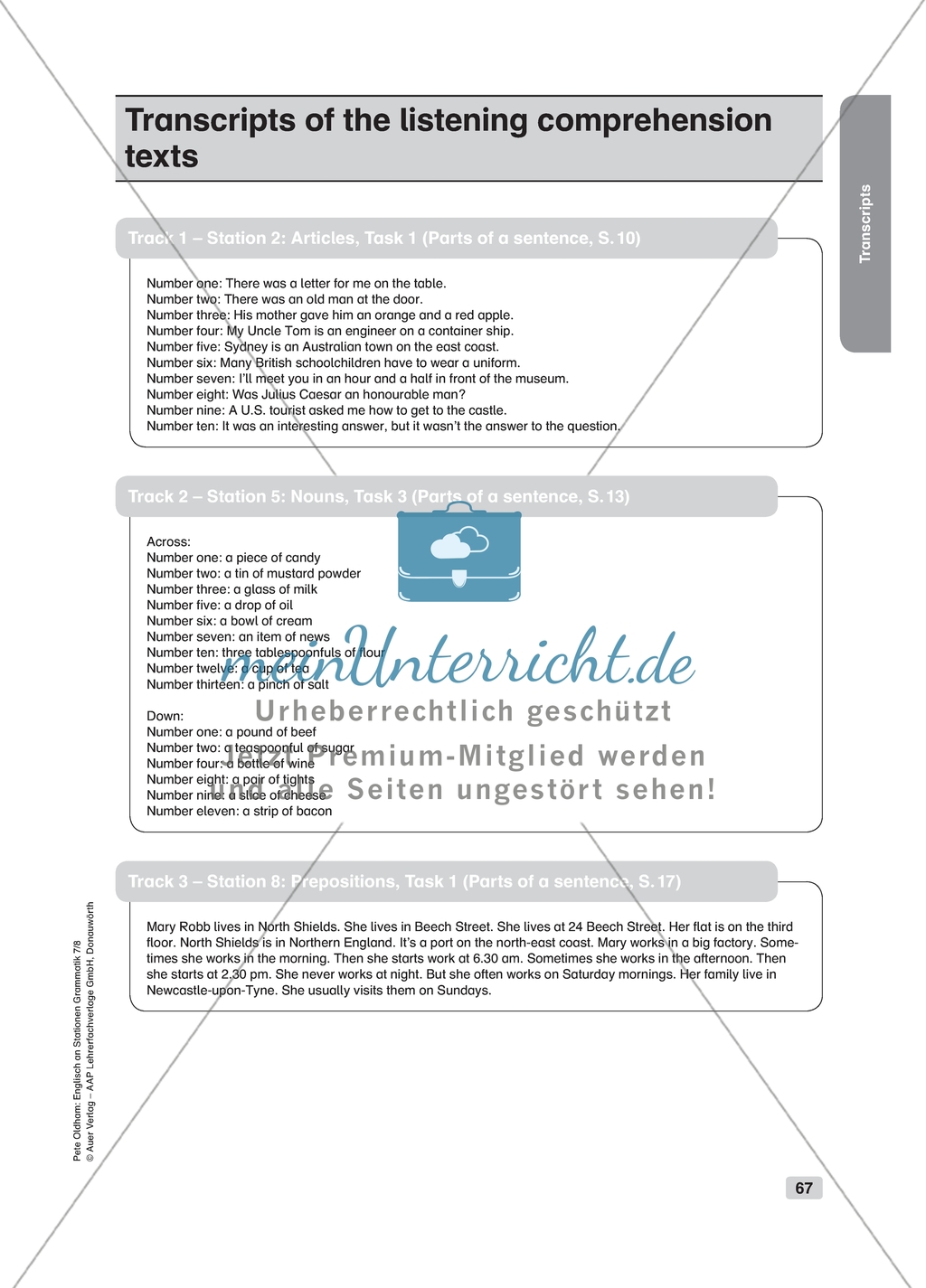 Grammar: articles. Worksheet and solution Preview 3