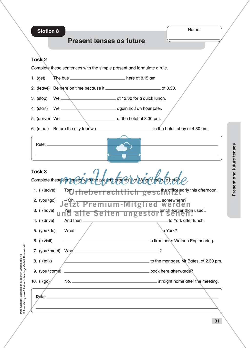 Grammar: present tenses as future. Worksheet and solution Preview 2