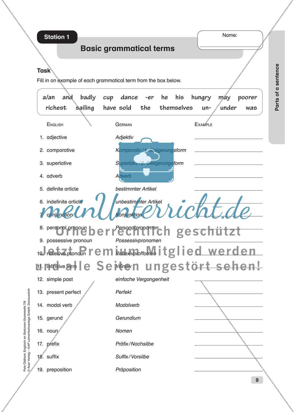 Parts of a sentence Preview 1