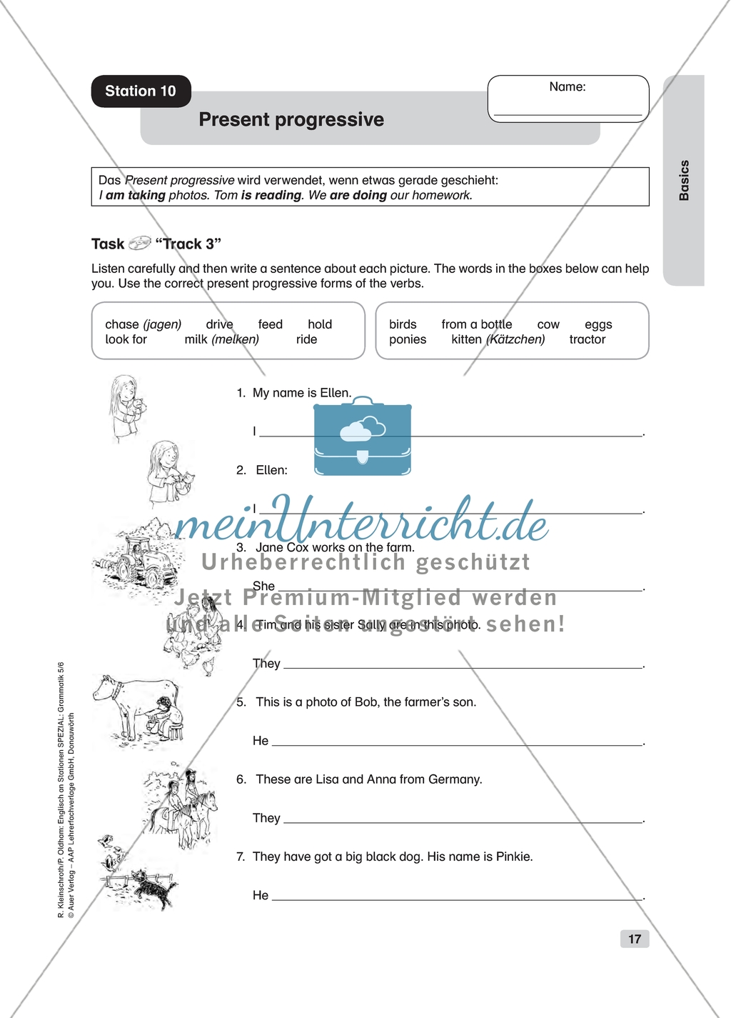 Grammar: present progressive. Worksheets and solutions Preview 1