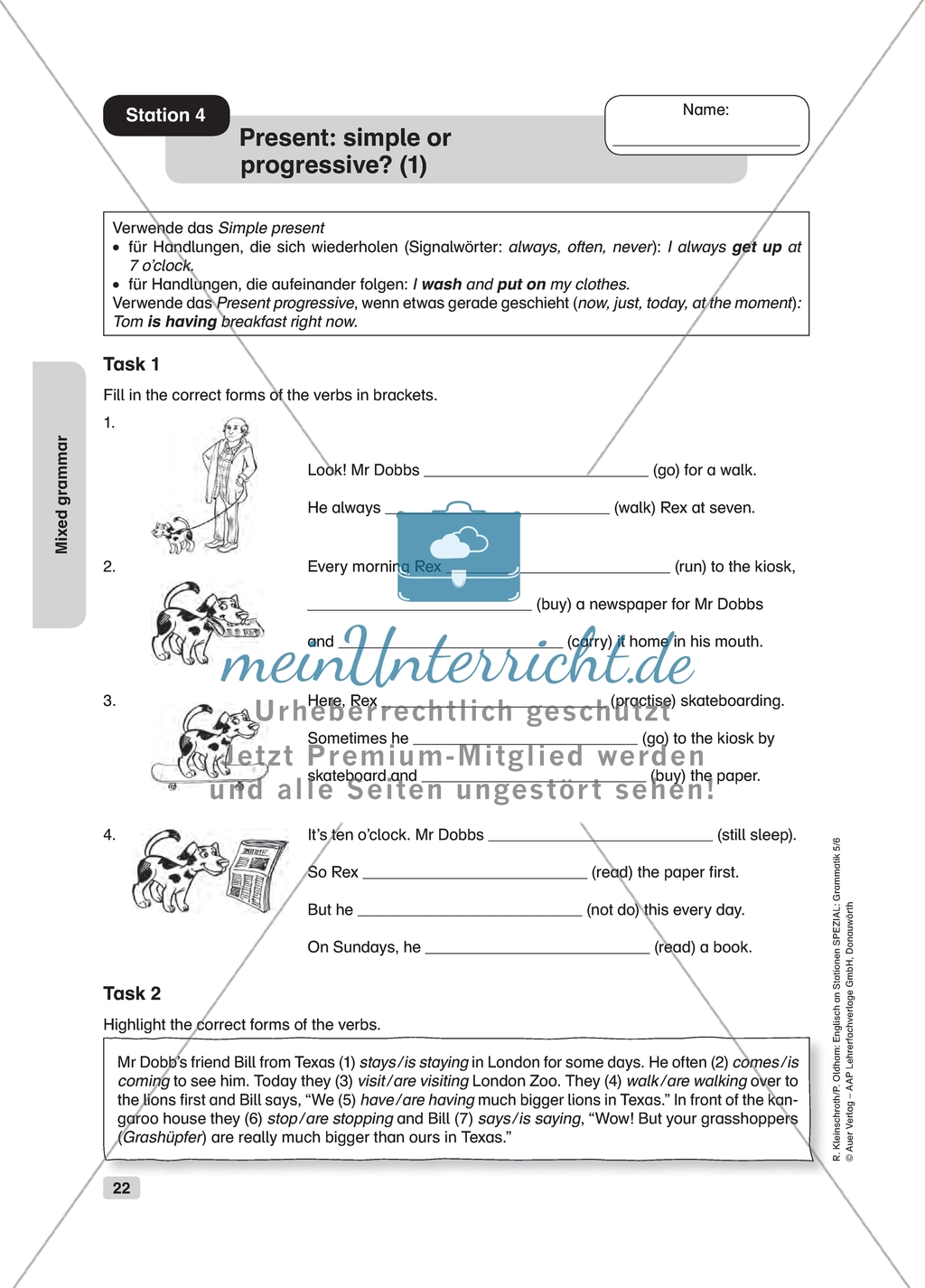 Present: simple or progressive? Worksheets and solutions Preview 1