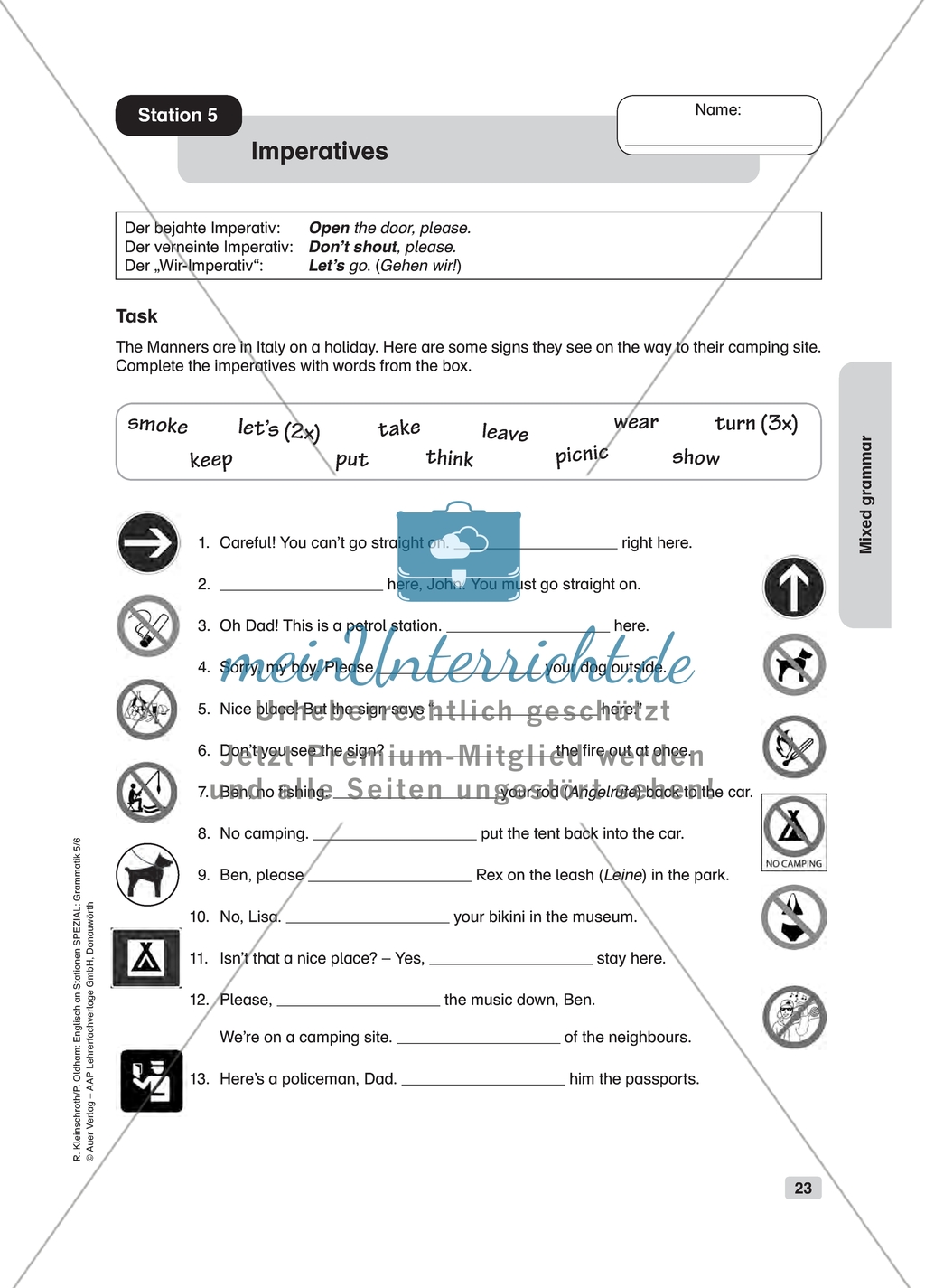 Grammar: imperatives. Worksheets and solutions Preview 1