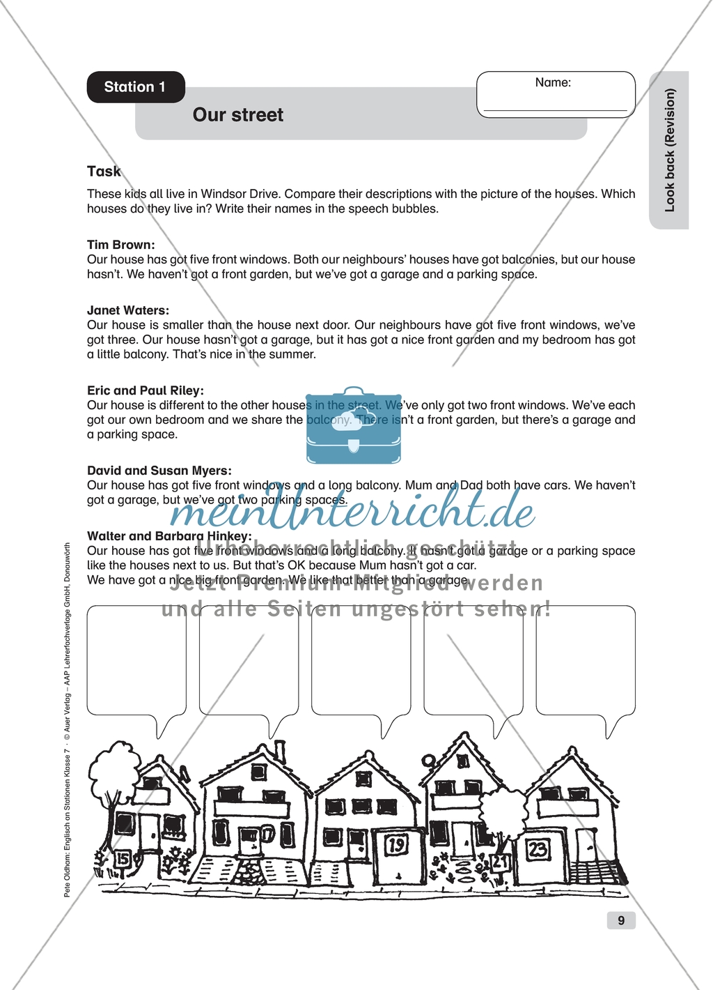 Our street: revision. Worksheet and solution Preview 1