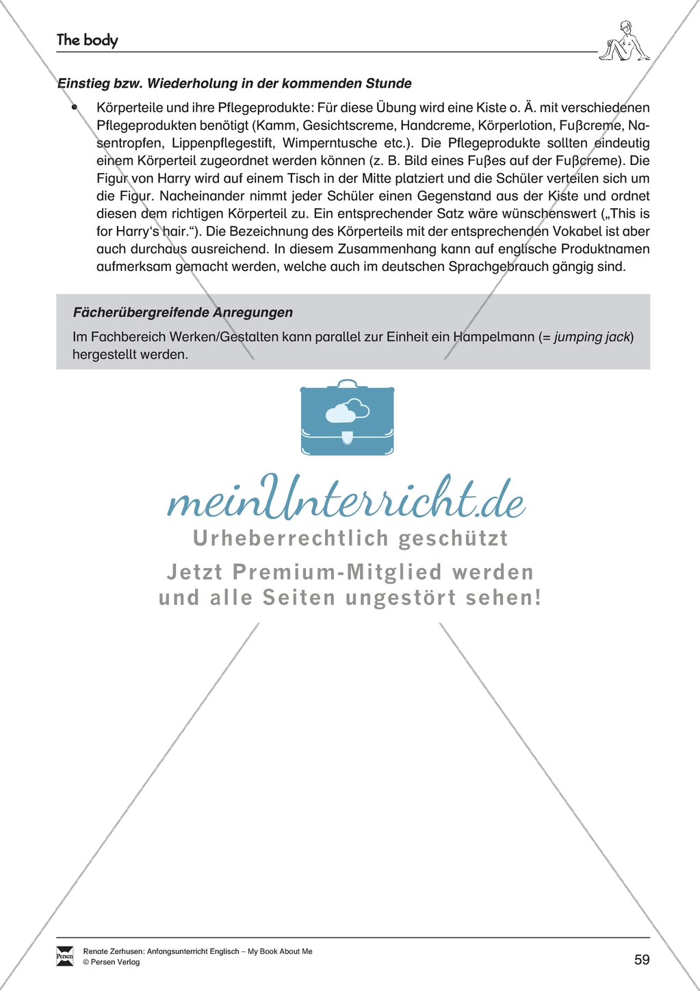 Book About Me: The body (schweres Niveau). Material mit Erläuterungen Preview 2