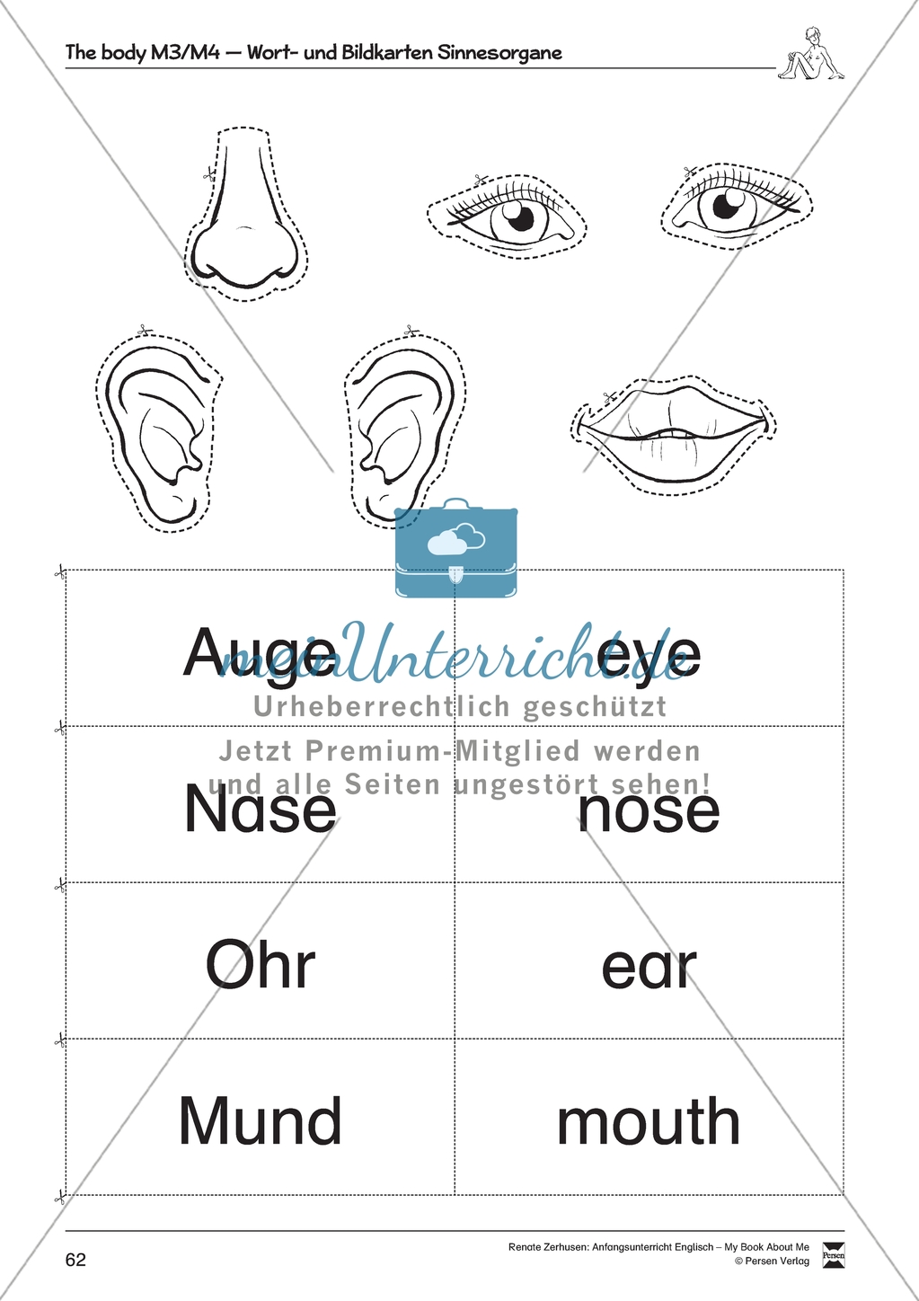Book About Me: The body (schweres Niveau). Material mit Erläuterungen Preview 5