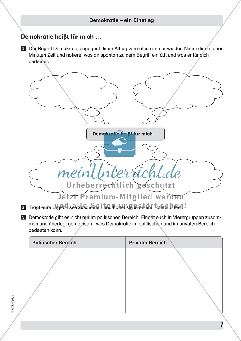 Demokratie: Brainstorming und Umsetzung in Schule und Familie. Arbeitsmaterial mit Erläuterungen Preview 1