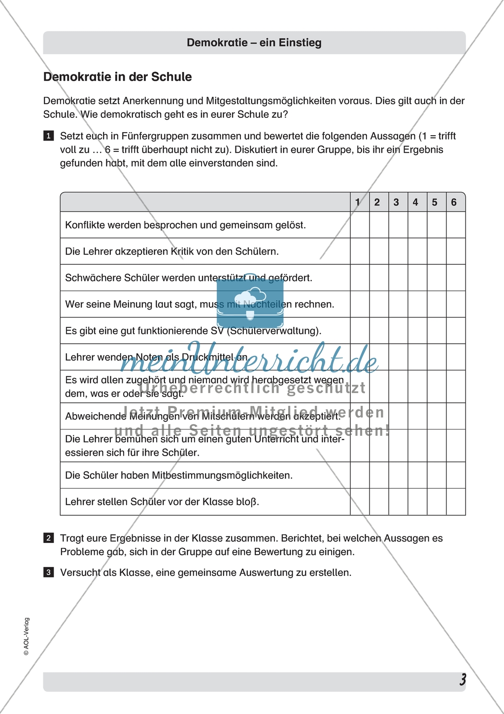 Demokratie: Brainstorming und Umsetzung in Schule und Familie. Arbeitsmaterial mit Erläuterungen Preview 3