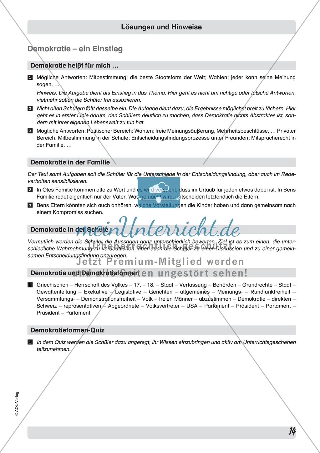 Demokratie: Brainstorming und Umsetzung in Schule und Familie. Arbeitsmaterial mit Erläuterungen Preview 4
