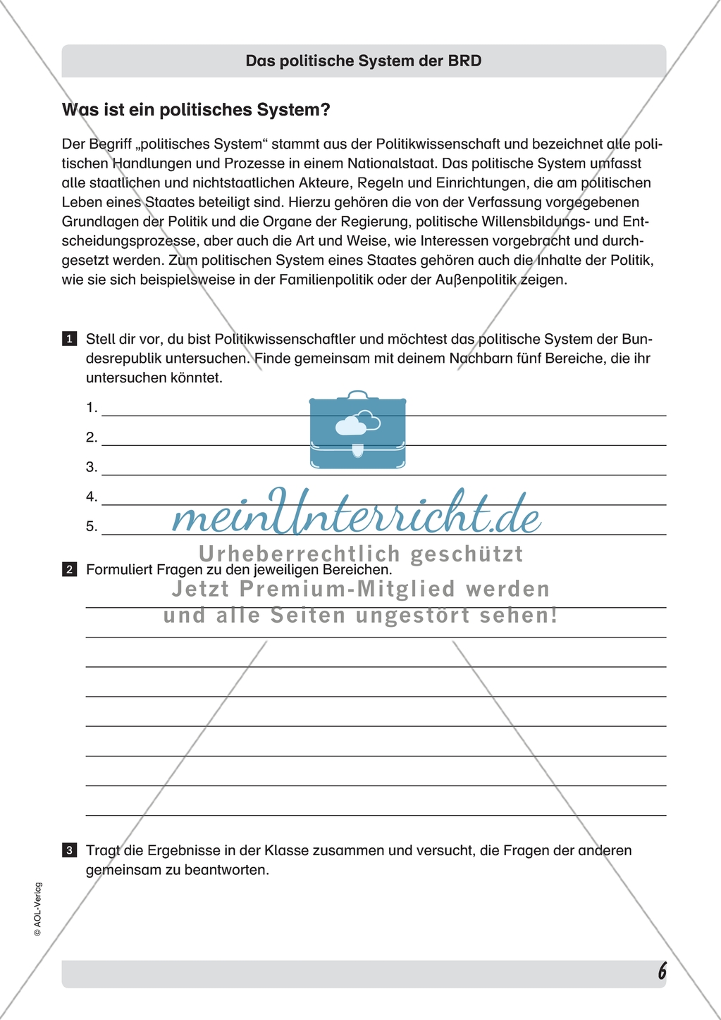 Was ist ein politisches System? Arbeitsmaterial mit Erläuterungen Preview 1