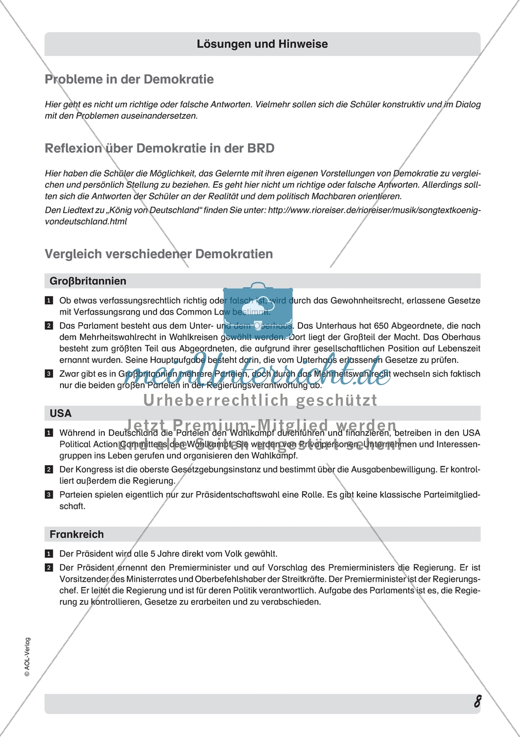 Politische Systeme: USA. Arbeitsmaterial mit Erläuterungen Preview 2
