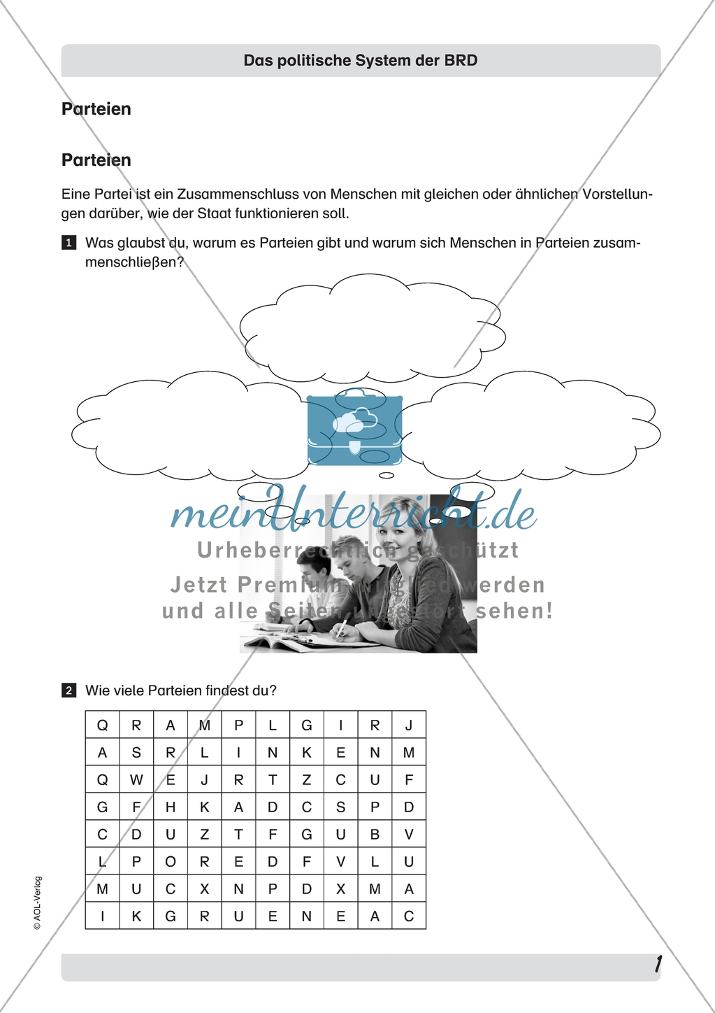 Aufgaben und Funktion von Parteien: Arbeitsmaterial mit Erläuterungen Preview 1