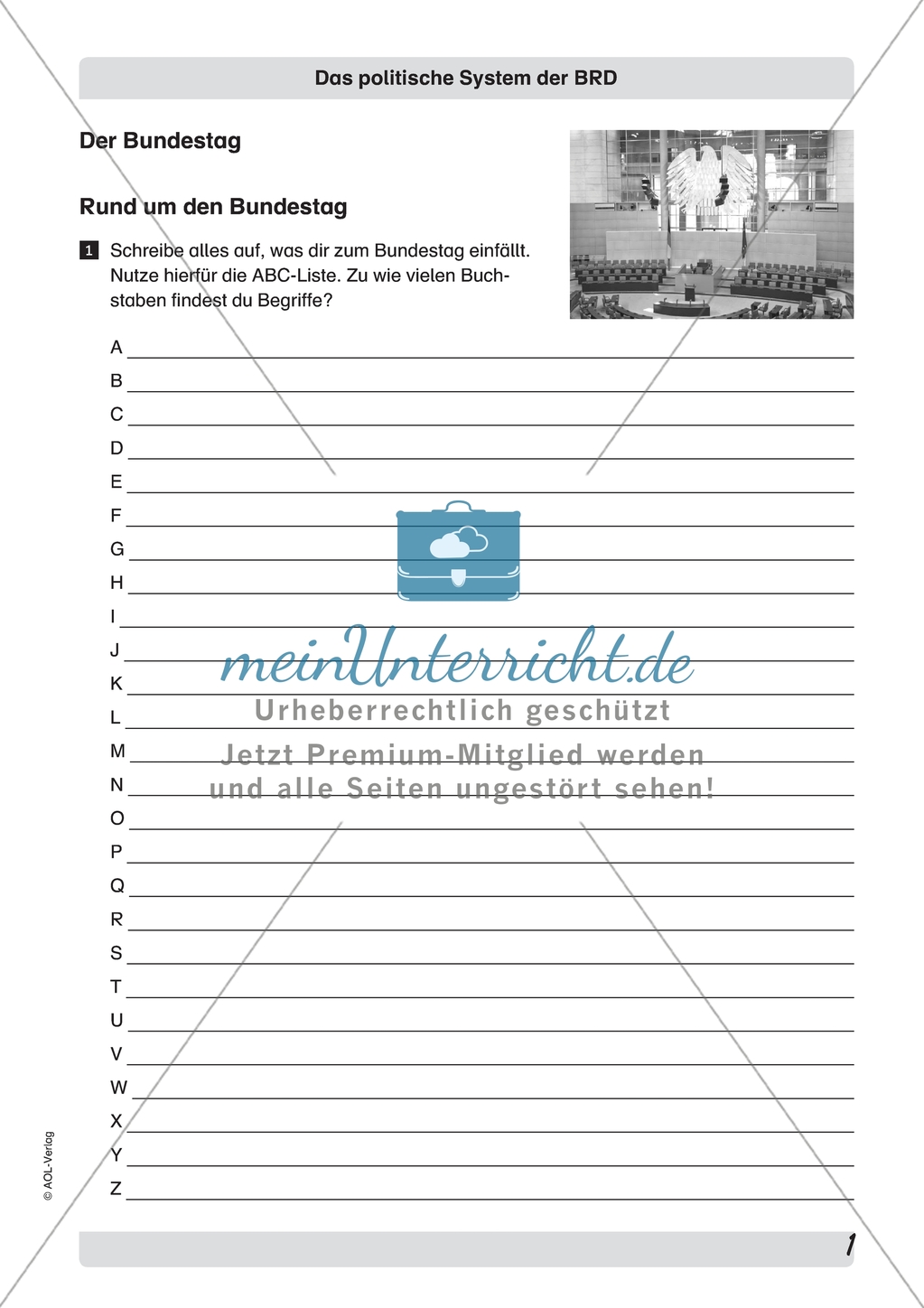 Aufgaben des Bundestags: Arbeitsmaterial mit Erläuterungen Preview 1