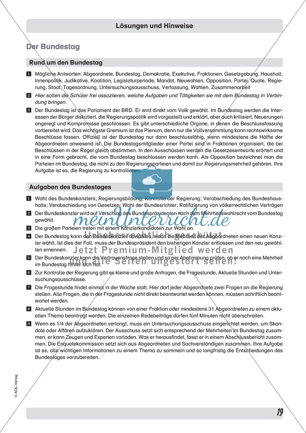 Aufgaben des Bundestags: Arbeitsmaterial mit Erläuterungen Preview 4