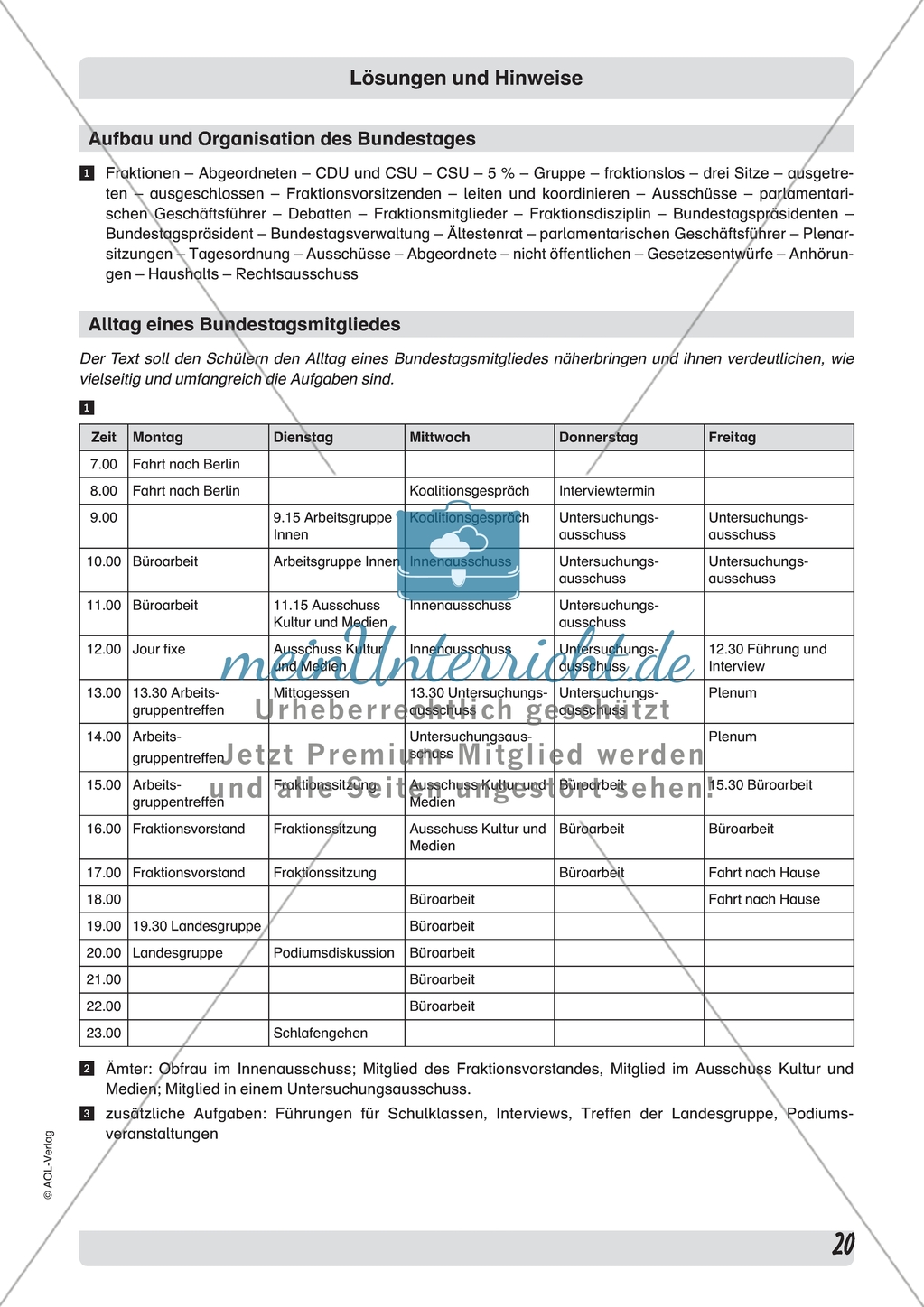 Aufbau und Organisation des Bundestages: Arbeitsmaterial mit Erläuterungen Preview 2
