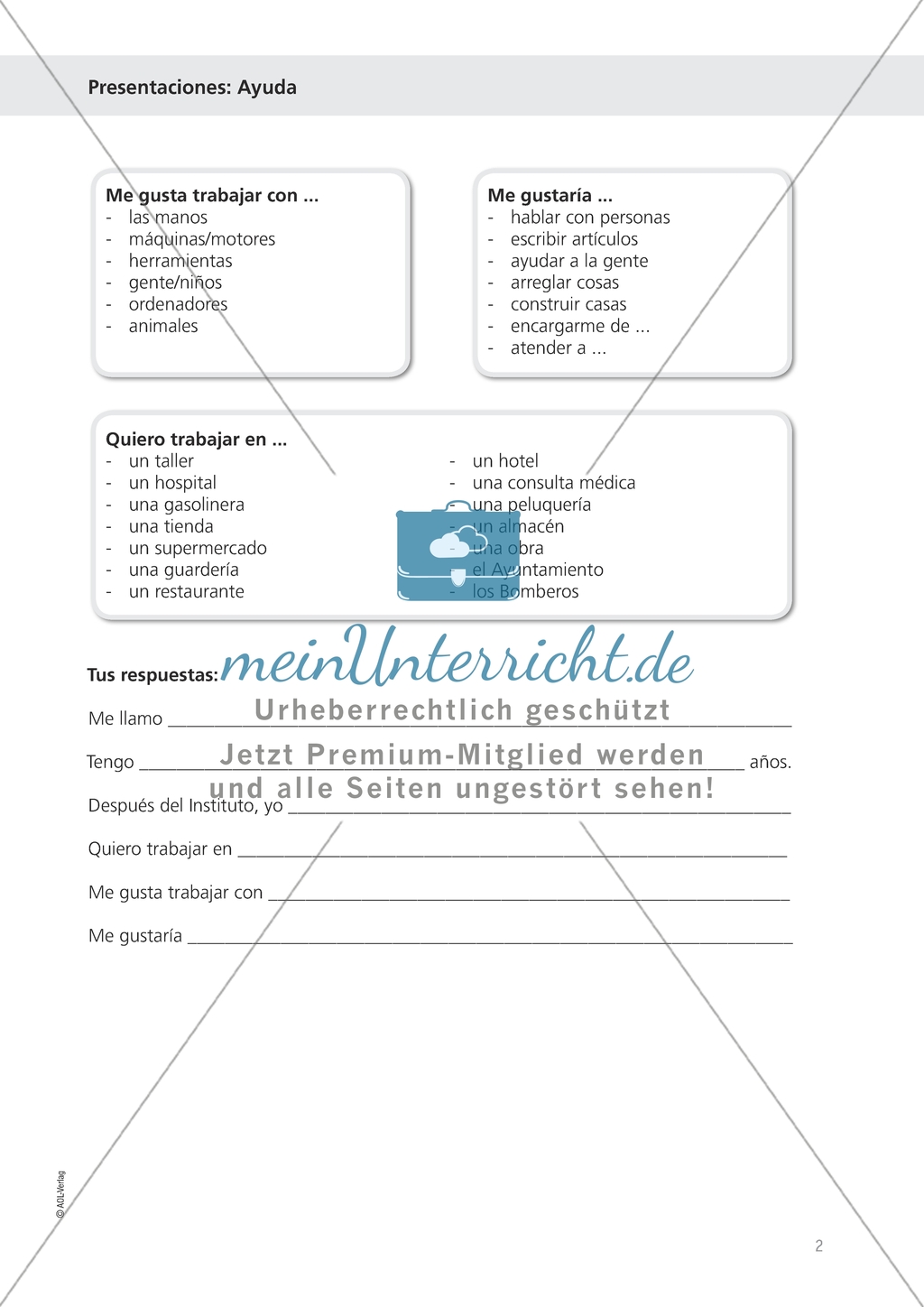 Presentaciones - Eine Vorstellung der eigenen Person verfassen Preview 2