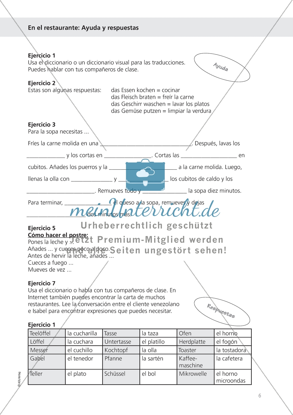 En el restaurante - Gerichte auf Spanisch erklären und eine Speisekarte übersetzen Preview 2