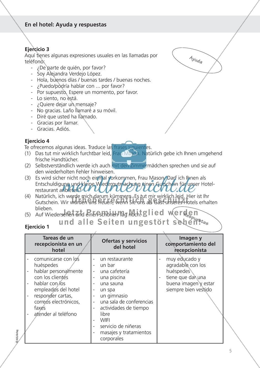 En el hotel - Beschreibung eines Hotels mithilfe von Leitfragen überprüfen Preview 2