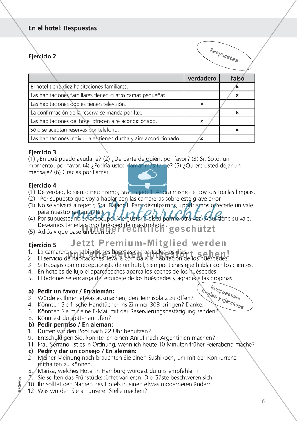 En el hotel - Beschreibung eines Hotels mithilfe von Leitfragen überprüfen Preview 3