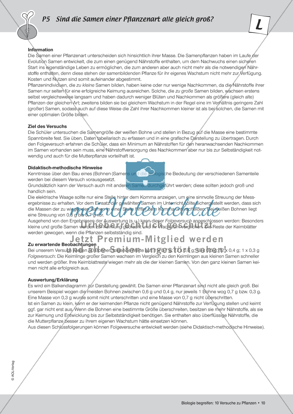 Pflanzen - Versuch zum Gewicht der Samen unterschiedlicher Pflanzenarten Preview 1