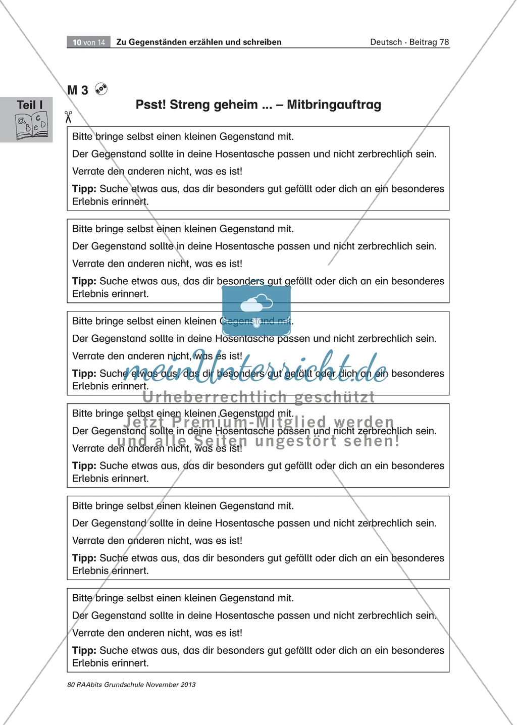 Hosentaschengeschichten: Vorlage für einen geheimen Mitbringauftrag Preview 1